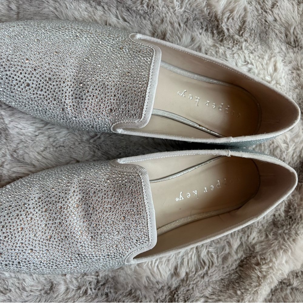 Copper Key Sparkling Silver Flats